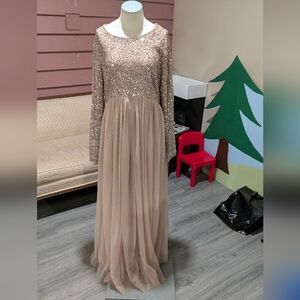 Sequin and Tulle Dusty Pink Maternity Gown